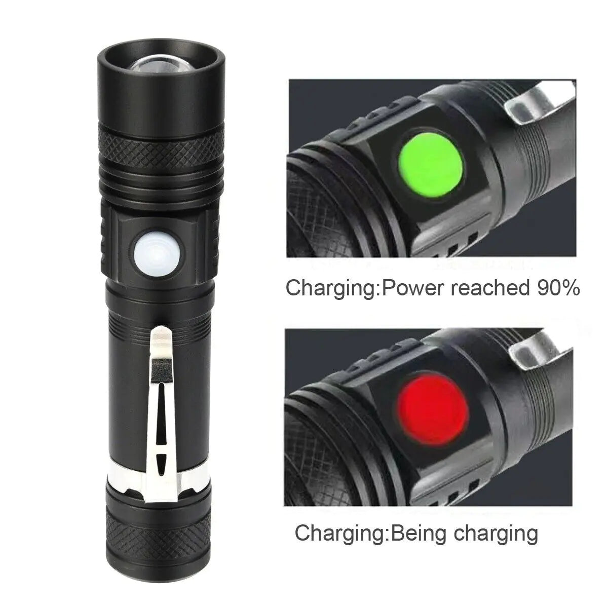 Super Bright 90000LM LED Tactical Flashlight Zoomable With Rechargeable Battery