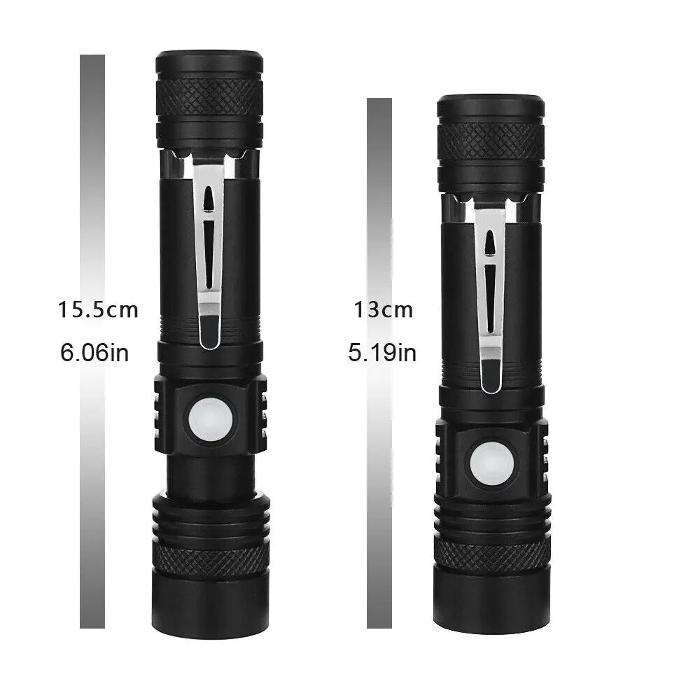 Super Bright 90000LM LED Tactical Flashlight Zoomable With Rechargeable Battery