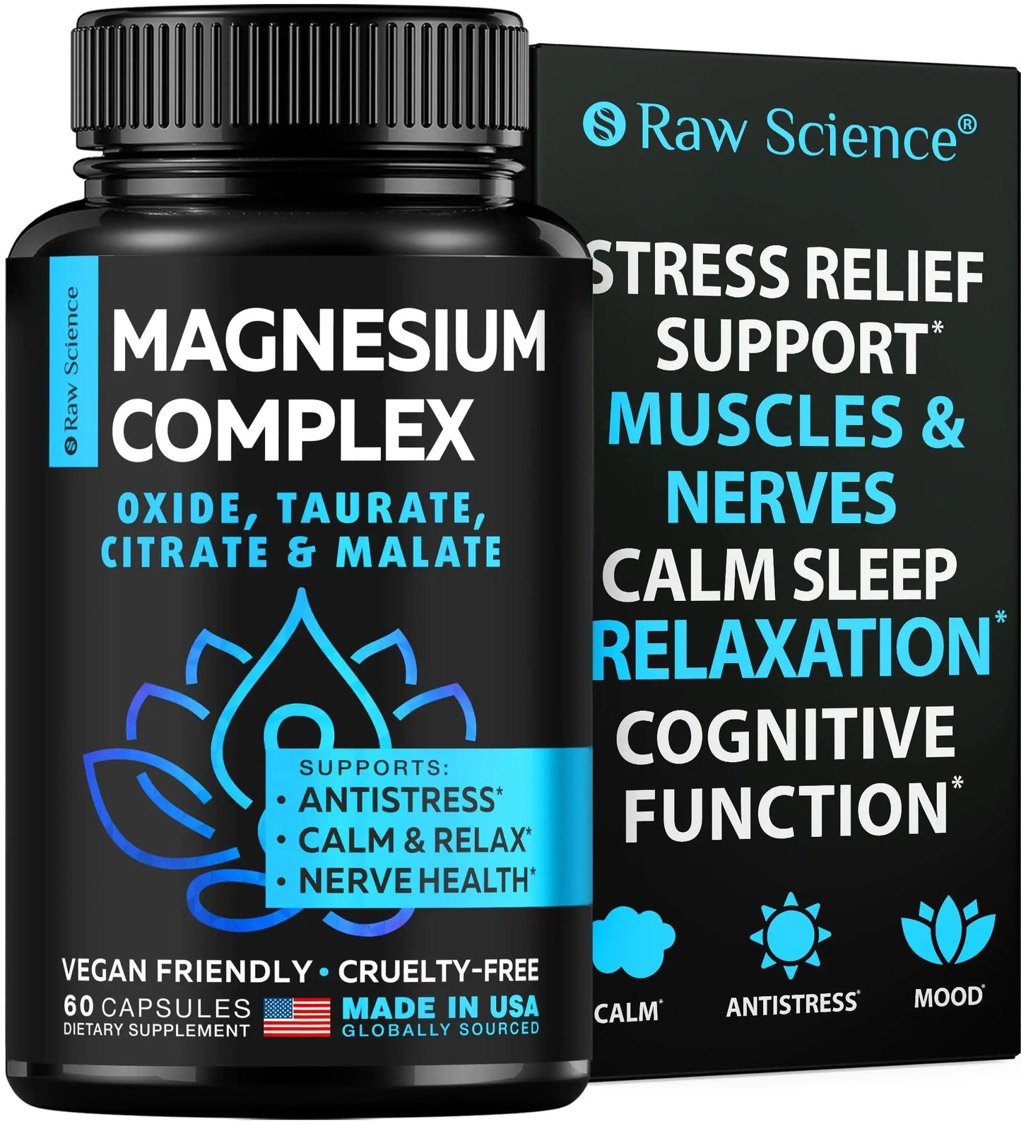 Magnesium Citrate Capsules Multi Magnesium Supplement for Women Men 60 Pills